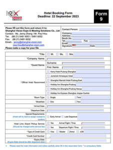 Hotel Booking Form PDF